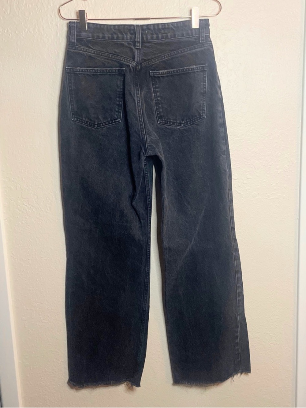 Zara Black Distressed Wide Leg Jeans Y2K Grunge Model Off Duty - Picture 3 of 5
